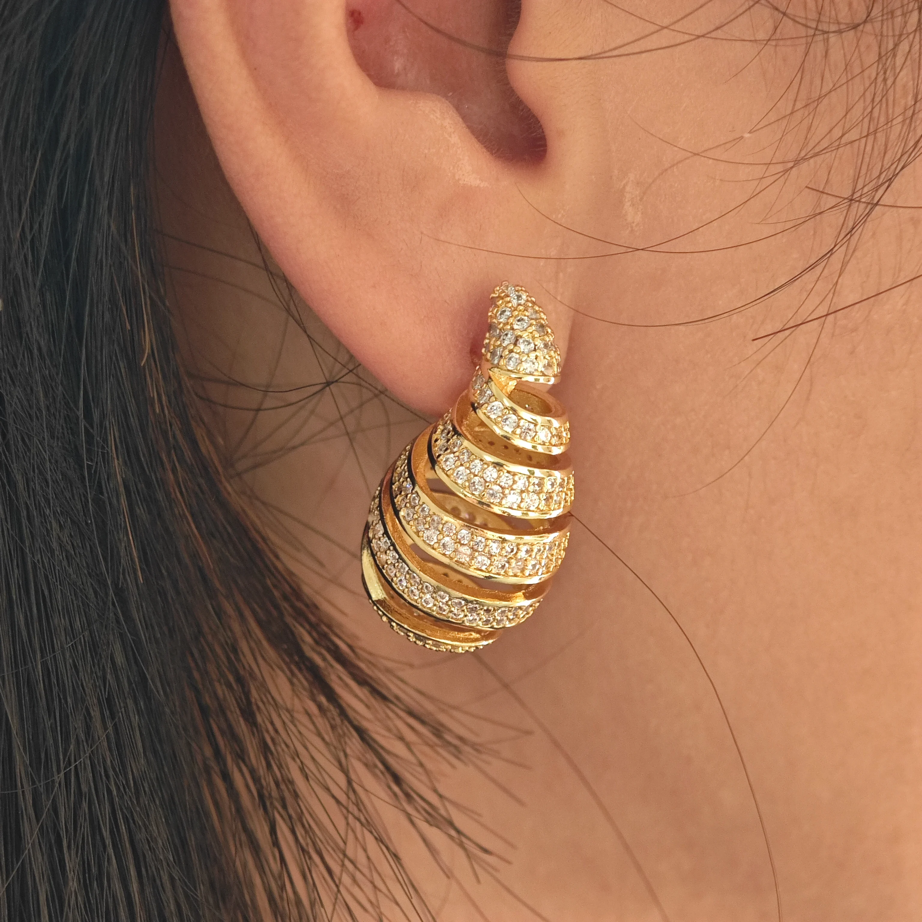 Lateefah Cute Thread Drop Aritos Deacero Inoxidable Stainless Steel Earrings Zircon Stud Earring