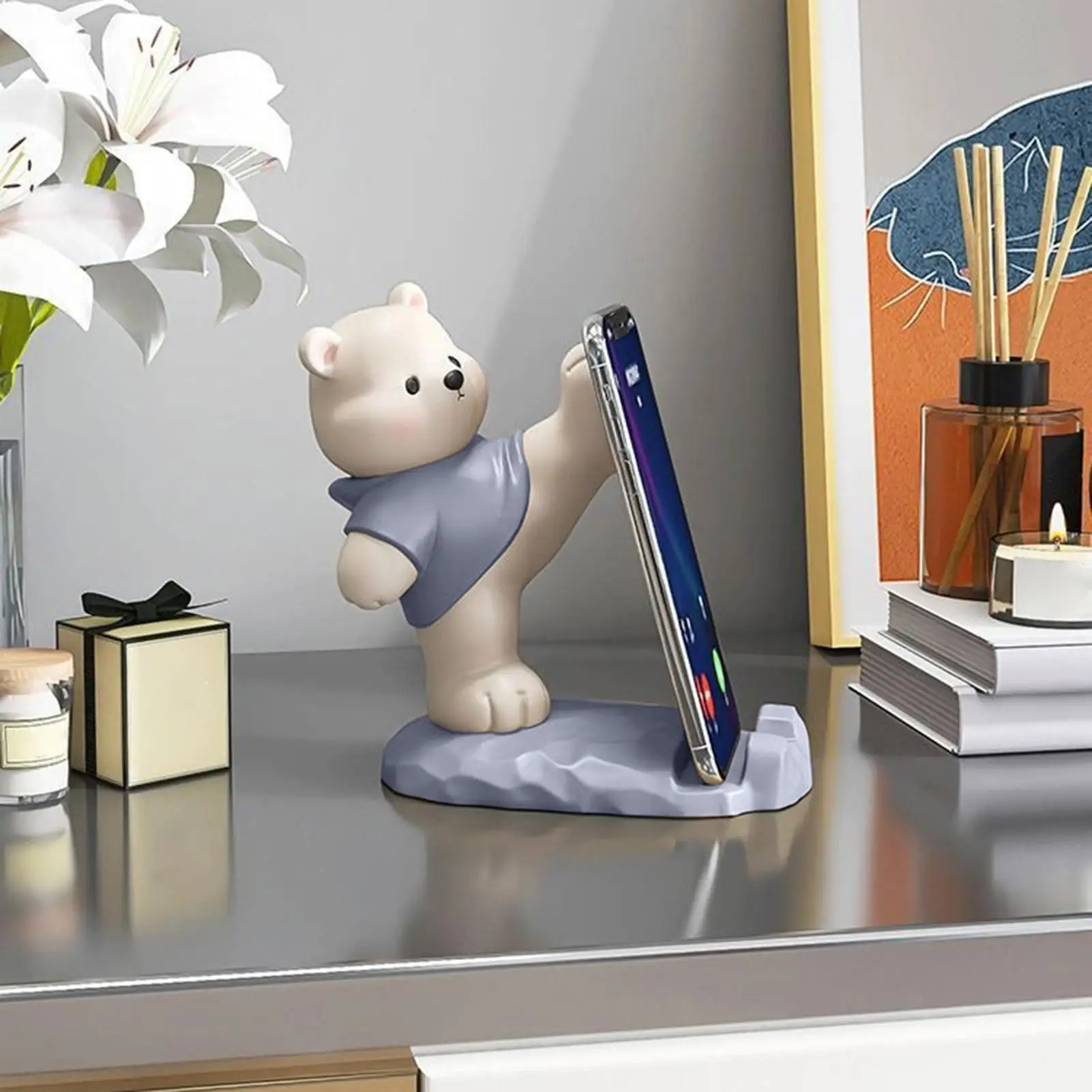 

Милый держатель для телефона, полимерный медведь, регулируемые противоскользящие фигурки, настольный держатель для мобильного телефона для домашних офисов, видеоблогов, съемки видео