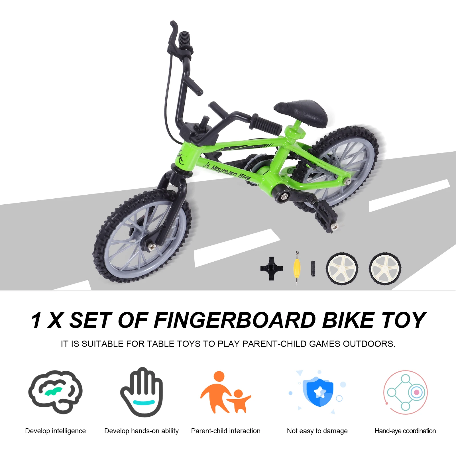 1 セットミニフィンガーバイクアルミニウム合金デスクトップゲーム、細かい仕上がり耐久性のあるシミュレーション自転車子供大人用、フィンガー自転車