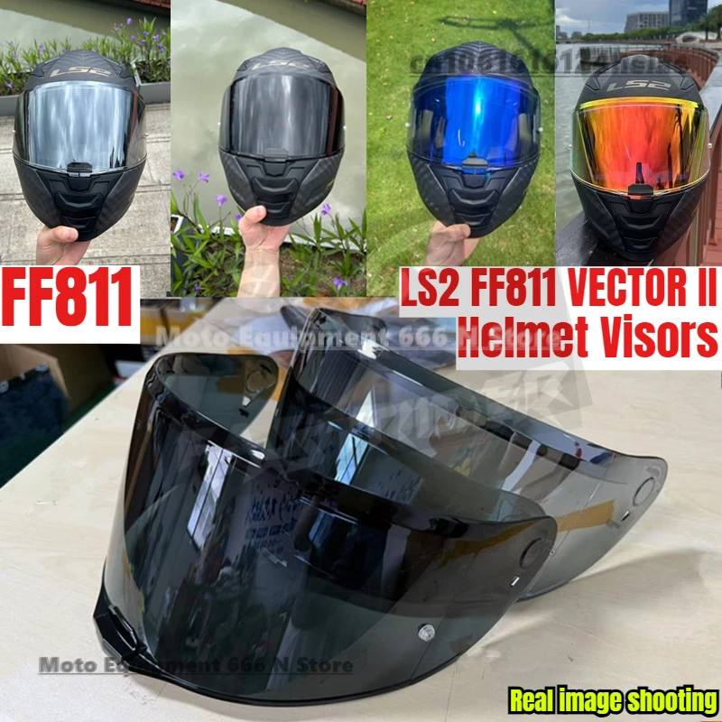 

Визоры для шлемов LS2 FF811 VECTOR II, HD цветные линзы для полнолицевых мотоциклетных шлемов FF811, черно-серебристые визоры