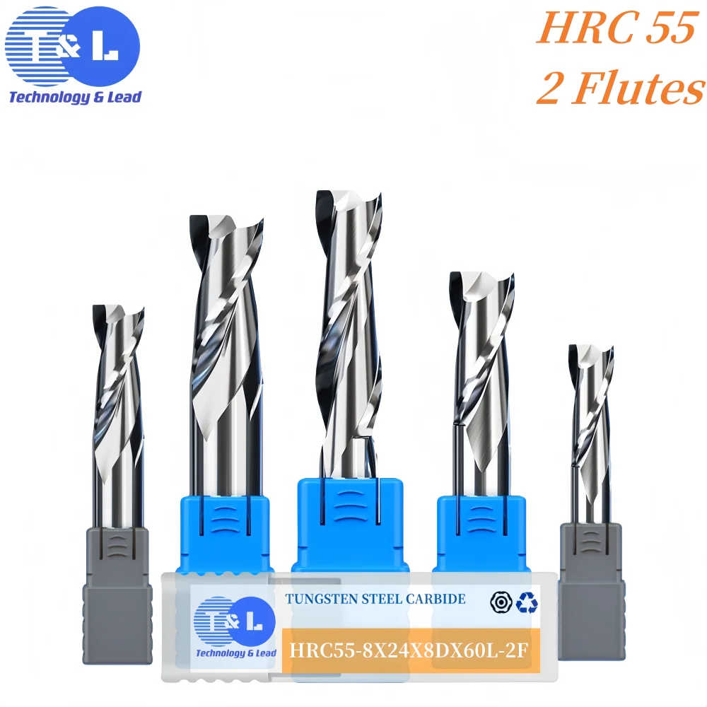 T&L HRC55 2Flutes Copper and Aluminum Material Professional Carbide Milling Cutter End Mill Machining Center CNC Tool