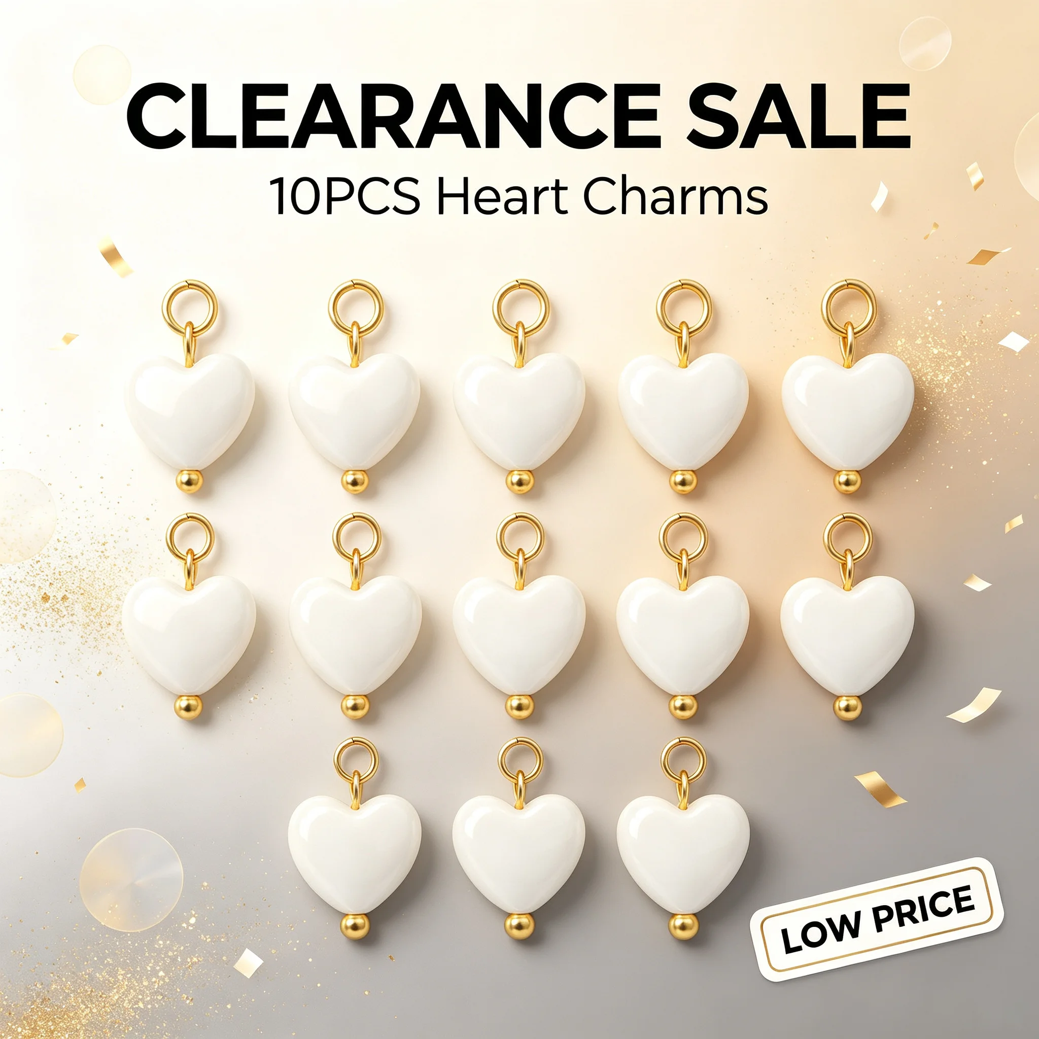 Factory Clearance 10pcs White Heart Stone Charms Gold Spring Ring Pendants DIY Bracelet Necklace Jewelry Making Findings