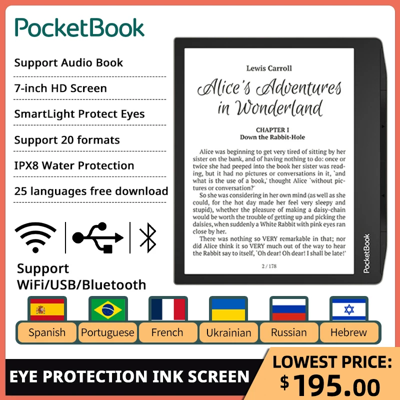 

PocketBook 26 Languages Ebook Reader Era Book Speaker Ultra-modern Design Ergonomic Shape 7-inch E Ink 1200 Screen Ereader