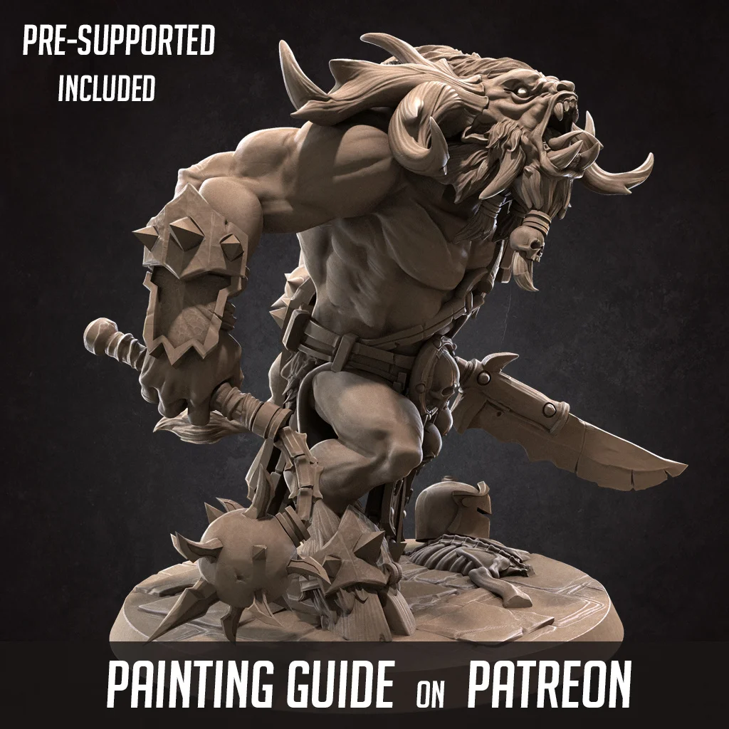 Miniature Resin Model Tauren Vs Human Druid, Ranger, Paladin, Gladiator, Spartan Dnd Model Unpainted