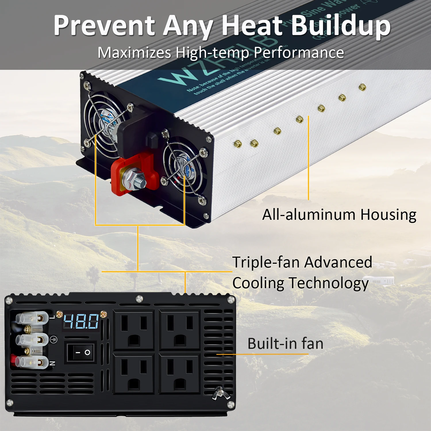 

5000W DC to AC Solar Inverter Pure Sine Wave Voltage Converter Battery 12V/24V/36V/48V/60V/72V to 100V/110V/120V/220V/230V/240V