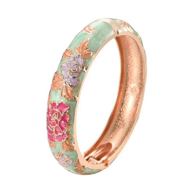 UJOY Enameled Bracelets For Women Chinese Flower Women Bangles Indian Viking Bracelet On Hand African Jewelry Dubai Women\'s Gift