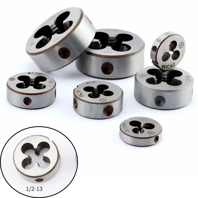 Threading Round Die 1pcs UNC Right Hand Round Die Size1/4-20 5/16-18 3/8-16 1/2-13  Alloy Steel Round Die Tool For Machining