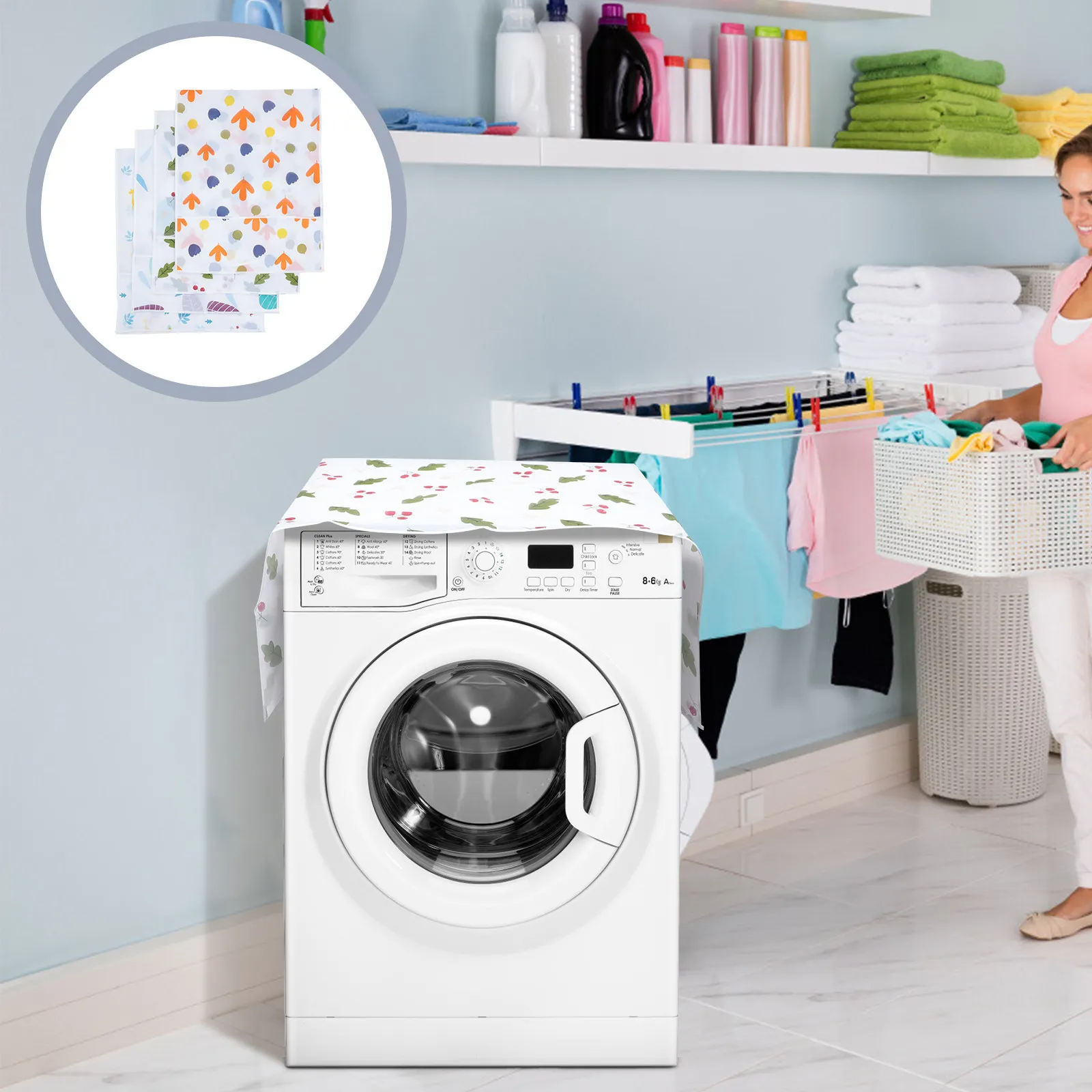 

4pcs PEVA Dustproof Cover for Refrigerator Washing Machine Home Appliances Protector ganizers Fits Most Sizes Kitchen