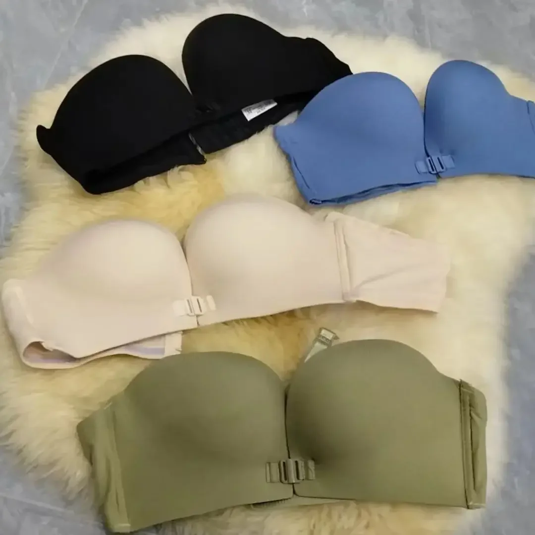 Front Closure Wireless Bras for Women Strapless Bra Push Up Seamless Sexy Lingerie Soft Cozy Solid Invisible Bralette