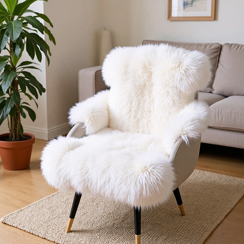Sheepskin Seat Cushion 100% Pure Wool Carpet Floor Mat Bay Window Cushion Sofa Cushion Thick Plush Bedroom Rug Bedside Rug