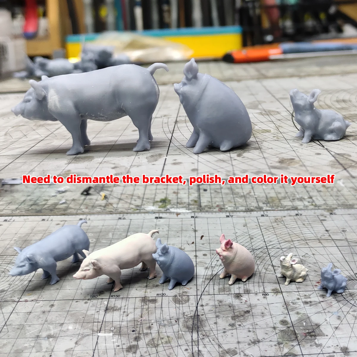 3D-Gedrucktes Harz-Miniatur-Schwein Tiermodell-Bausatz, Architektur-Diorama Sandtisch-Dekoration Passend für 1/35 1/48 1/64 1/72 – Detail 2
