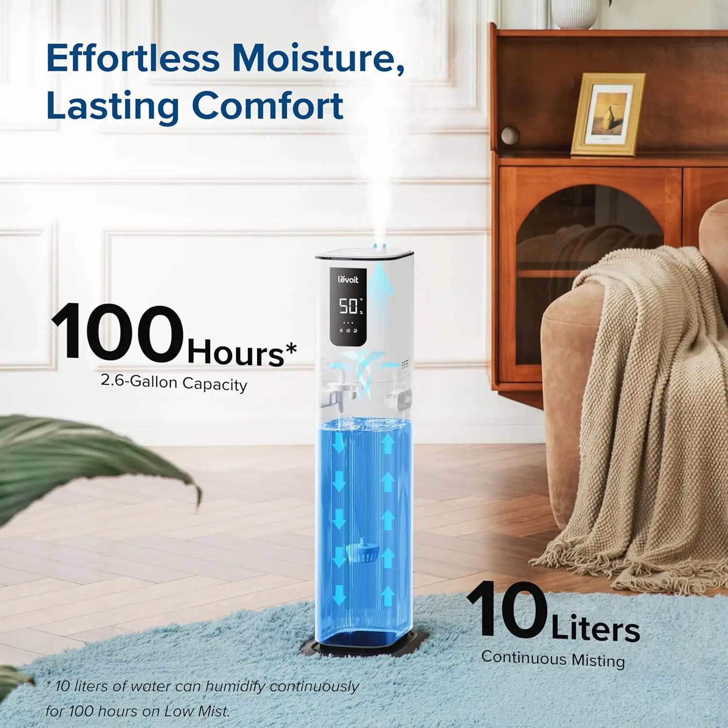 

OasisMist 1000S (10L) Smart Humidifier for Home Large Room Bedroom, Last 100 Hours Suitable for Indoor Plant, Cover up to 600ft²
