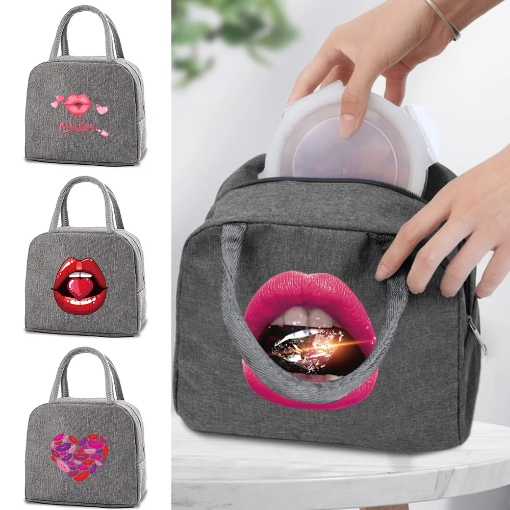 

Insulated Lunch Dinner Bag Mouth Canvas Handbag Cooler Bag Thermal Cold Food Container School Trip Picnic Kids Tote Portable Box