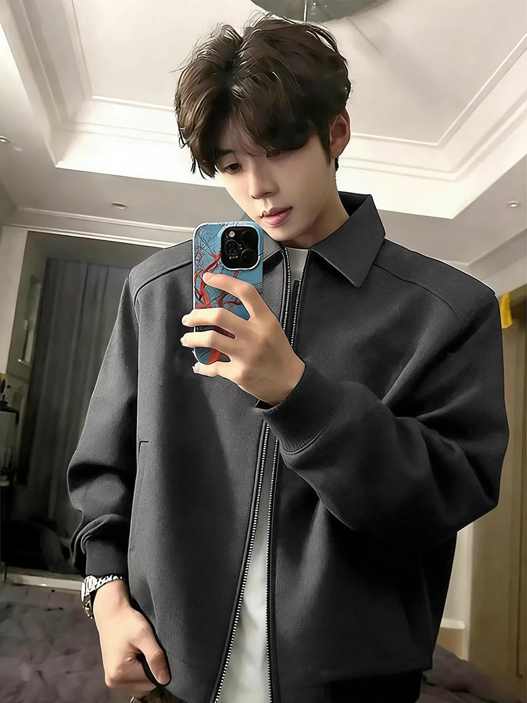 

Мужская бейсбольная куртка с подкладкой на плечах, весенне-осенняя, в американском ретро-стиле, с воротником, куртка-бомбер Cleanfit, рабочая одежда на молнии