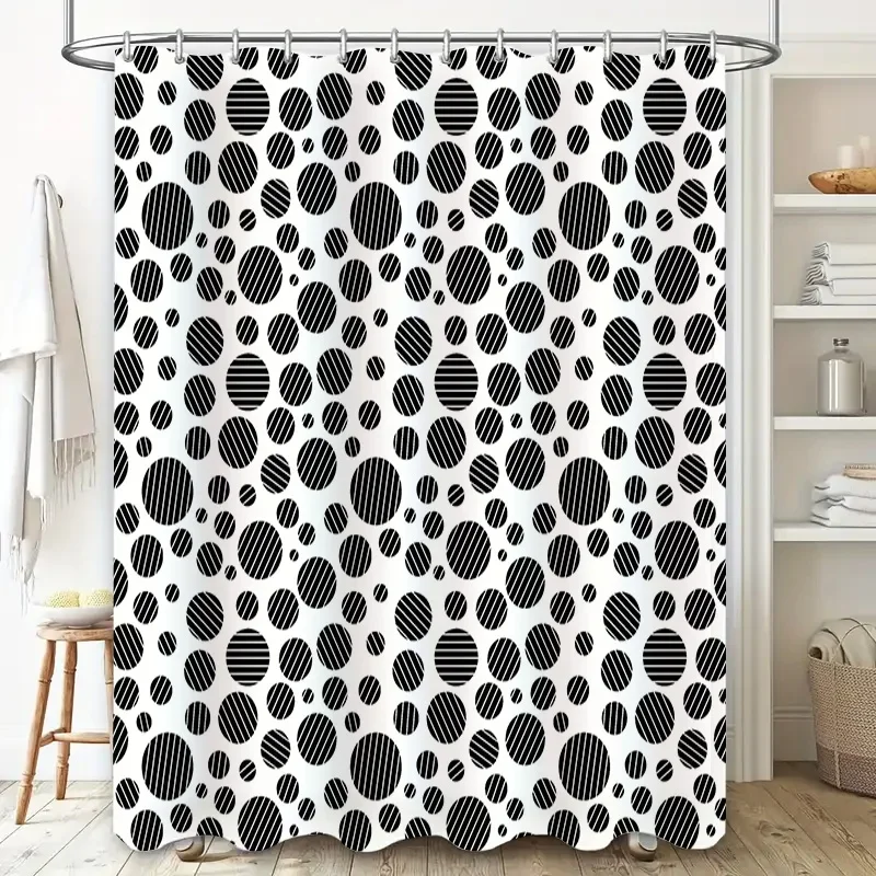

Черно-белая занавеска в горошек для ванной, декоративная занавеска для душа, водонепроницаемая полиэфирная ткань, домашний текстиль, декор для ванной комнаты 180x240 см M