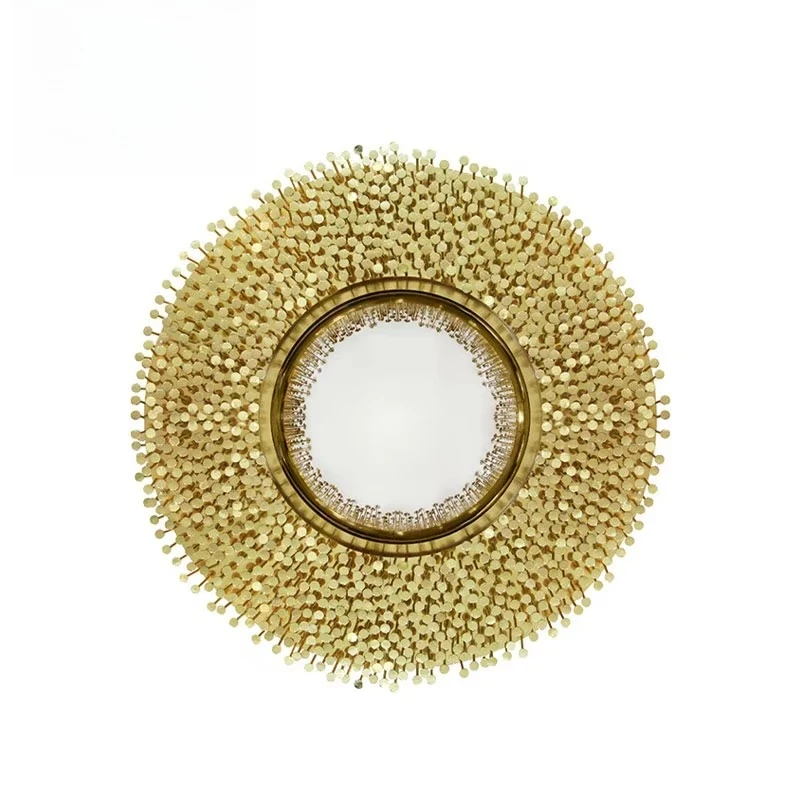 Custom Modern Italian Art Deco Design Handcrafted Glass Wall Mirror With Decorative Gold Finish And Handmade Texture