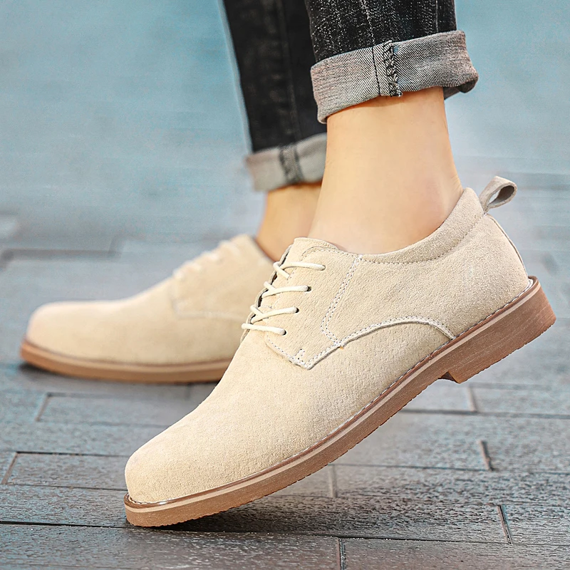 derby shoe Oxford Men Shoes lace up Suede Leather Spring Autumn Casual Men Shoes outdoor fashion Male Dress Shoes