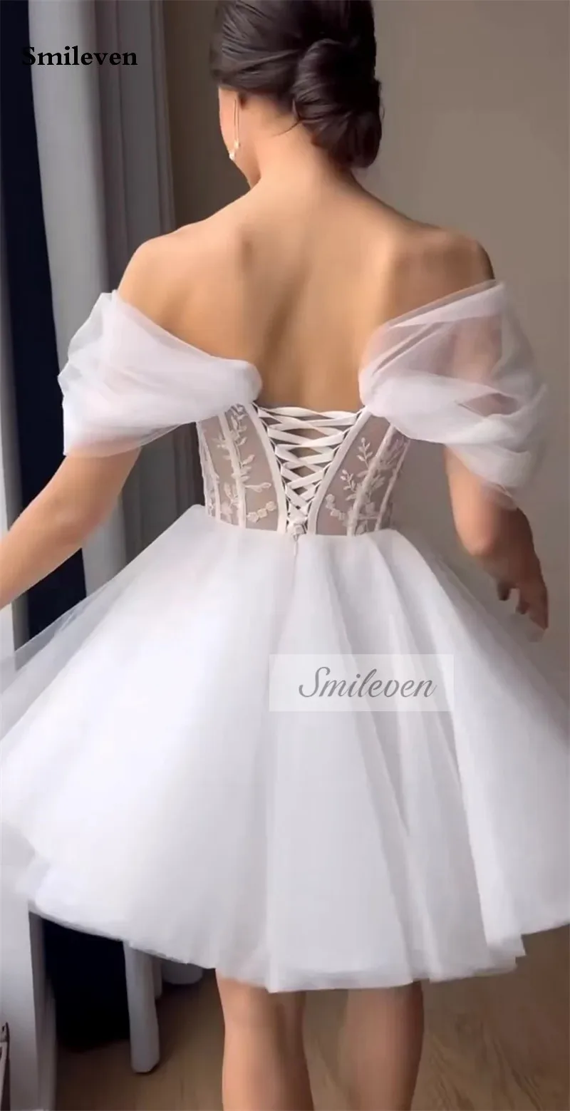 Smileven Short Wedding Dress A Line Lace Bride Dresses Off The Shoulder Mini Sweetheart Neck Vestido de novia 2024 Wedding Gowns