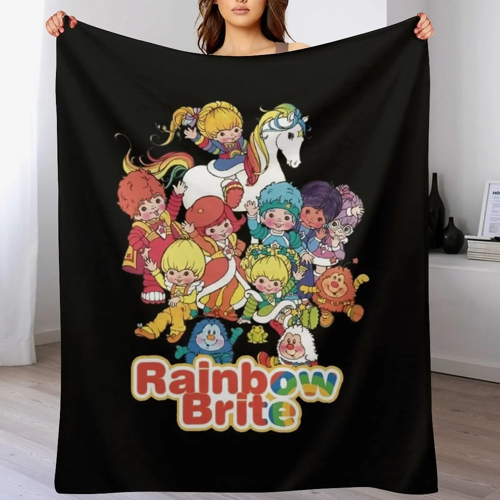 

Rain.bow Brite Throw Blanket Large Plaid on the sofa blankets ands Picnic Blankets