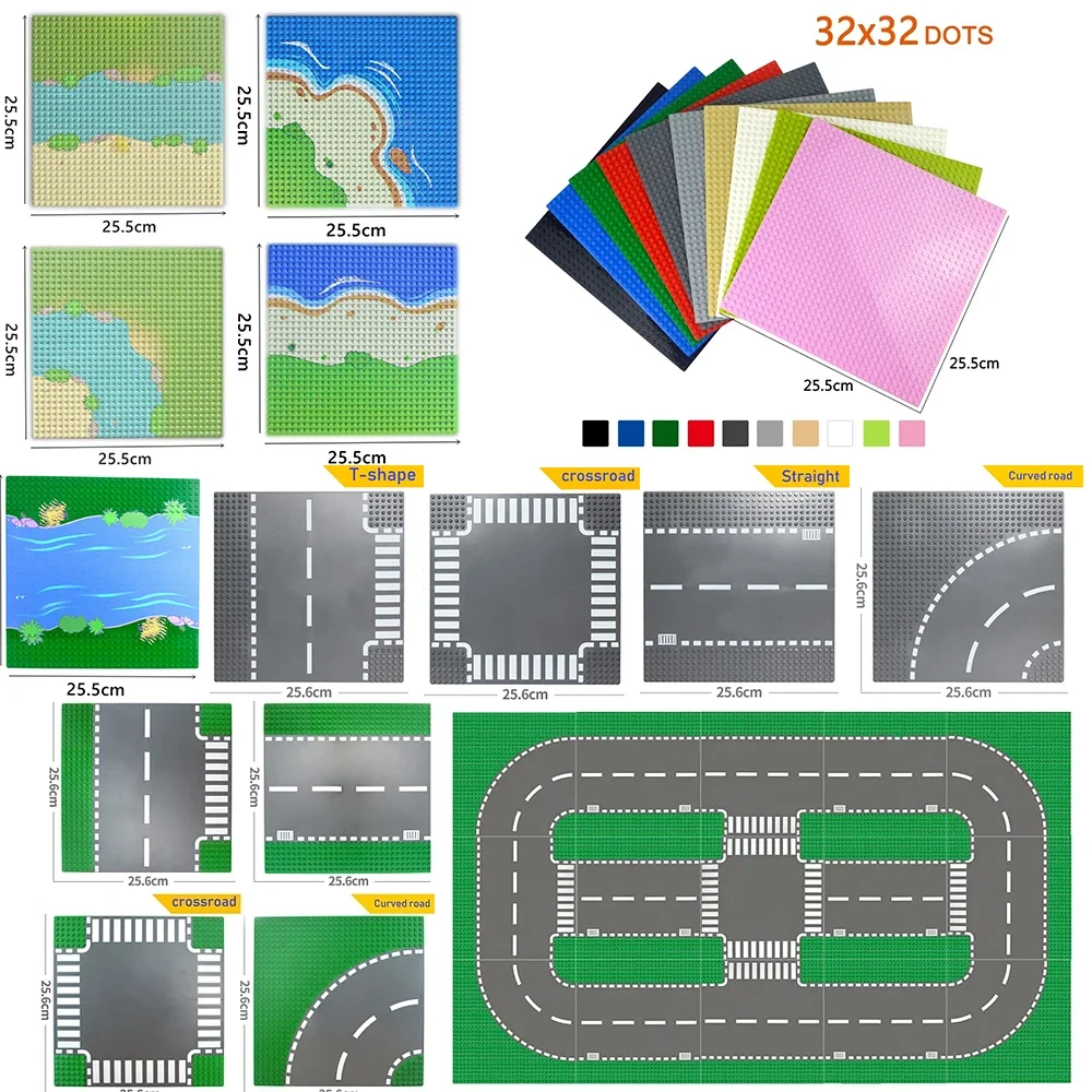 

Classic Base Plates City Street Road Plate Building Blocks Figures Construction Toys 32*32 32x32 Dots Baseplates Plastic Bricks