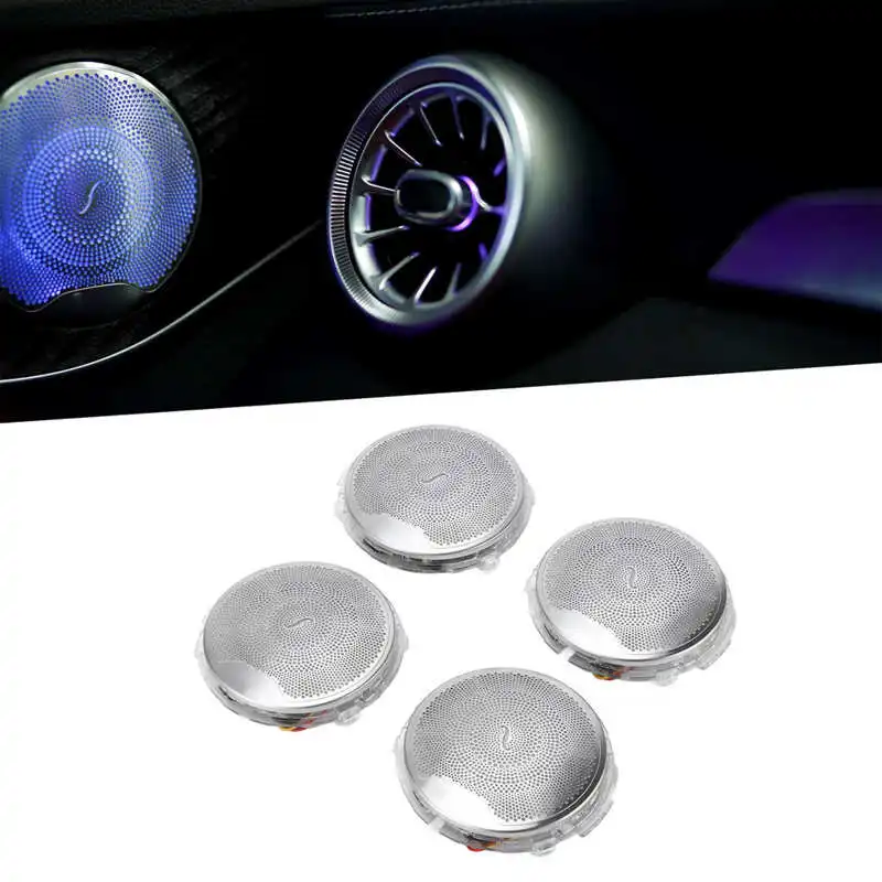 4pcs 64 Color Door Midrange Speaker Covers Ambient Light Replacement for Mercedes‑Benz C GLC E‑Class W205 W213 X253 2019-2021