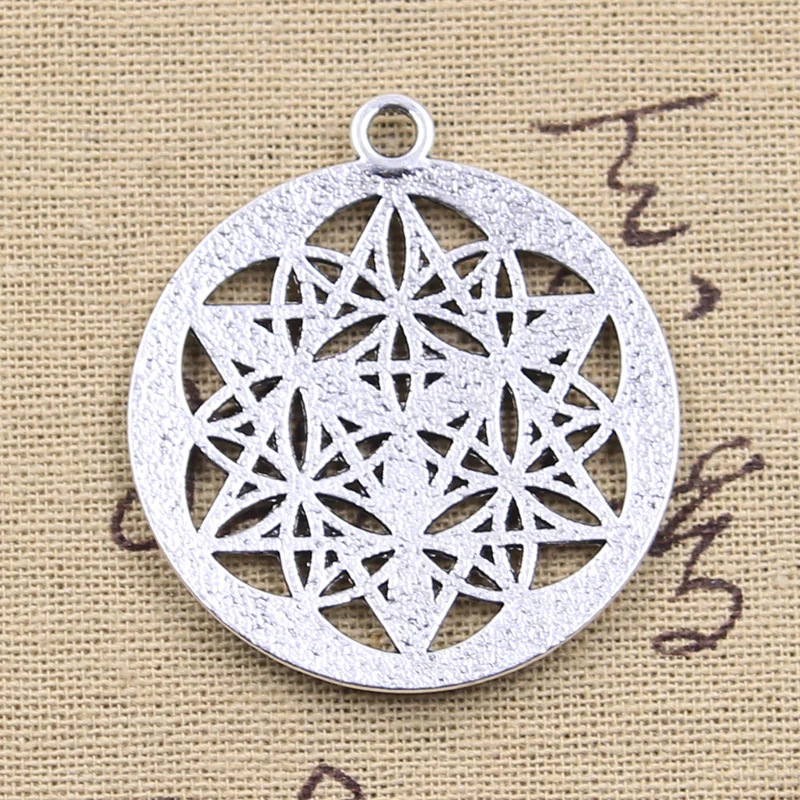 2pcs Charms Yoga Flower Of Life Datura Stramonium 45x40mm Antique Silver Color Pendants Making DIY Handmade Tibetan Finding