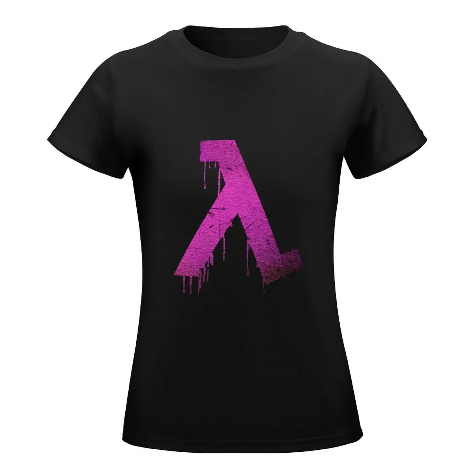 Pink Lambda T-Shirt blacks quick drying sweat summer clothes Womens graphic t shirts