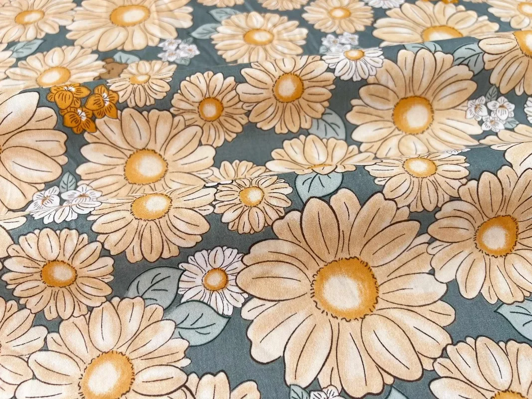 160x50cm Sunflower Cotton Twill Printed Cloth, Making Bedding Handmade Tablecloth Structured Curtain DIY Fabric