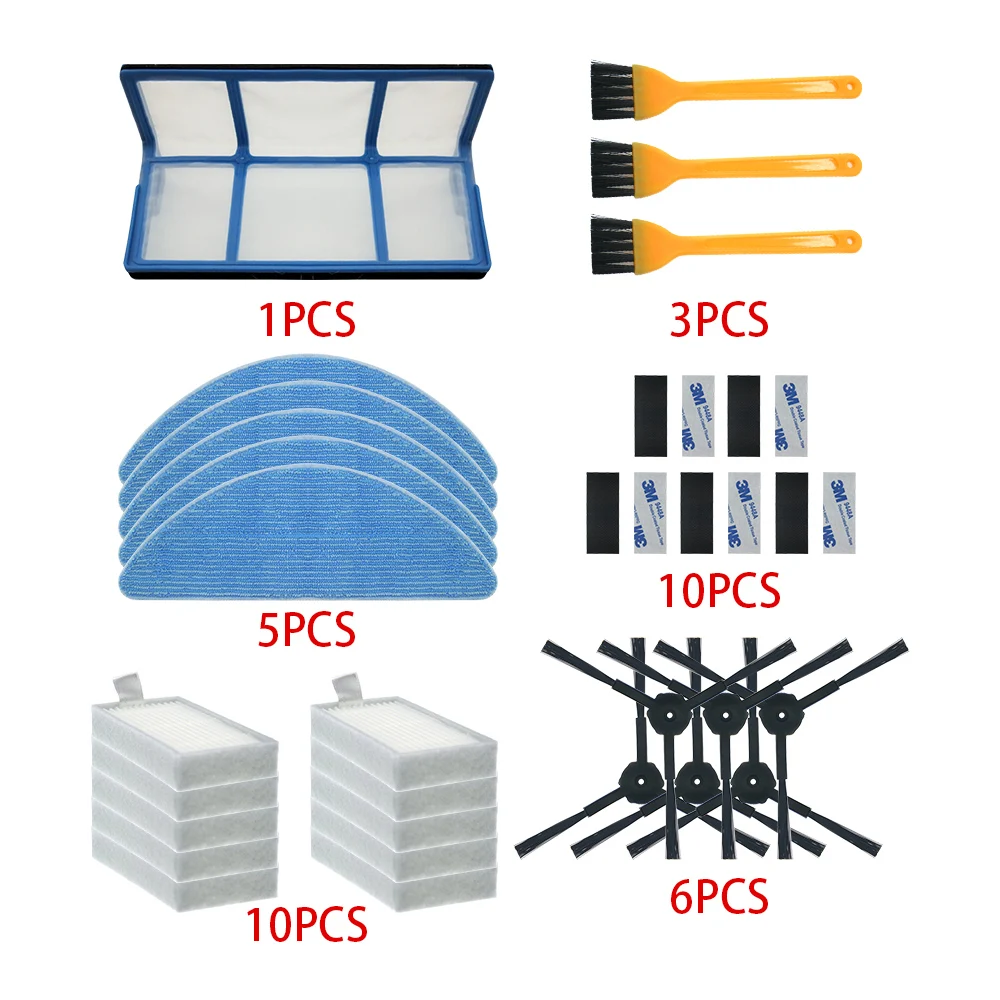

Запчасти для робота-пылесоса iLife v5, v5s, V3, V3s, v5pro pro, V50, V55, x5, v5s pro, в комплекте боковая щетка, основной фильтр, салфетка, Hepa фильтр