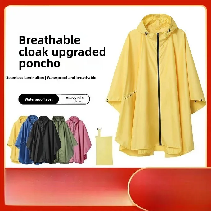 

Cloak Raincoat Long Outdoor Hiking Poncho Extended Portable Waterproof Zipper Rainstorm Protection Thin Raincoat