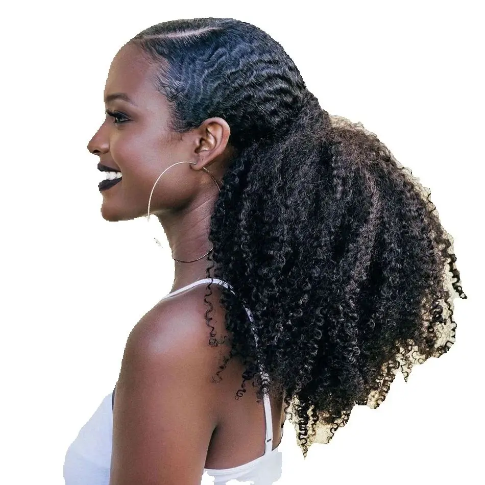 الأفرو مجعد الرباط ذيل حصان الشعر البشري 100 جرام البرازيلي عذراء غريب مجعد الشعر البشري الرباط ذيل حصان تمديد للنساء #1