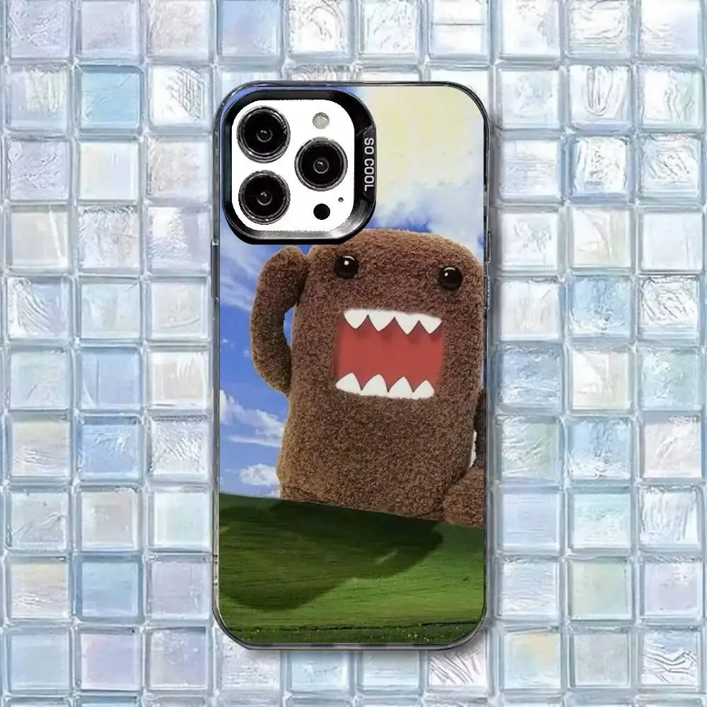 Casing Ponsel D-Domo-kun Lucu Untuk iPhone17,16,15,14,13,12,11 Plus,Pro Max Putih Matte Anti Benturan