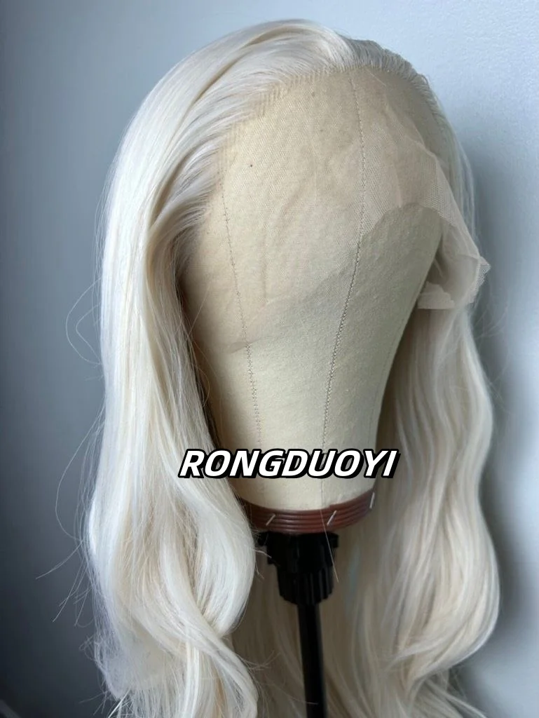 Platinum Blonde Wig Natural Wavy Synthetic Hair Lace Front Wig Long Curly Colored White Blonde Lace Frontal Wigs for Women Party