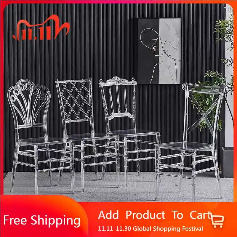 

Lounge Unique Dining Chairs Minimalist Comfortable Waiting Throne Dining Chairs Transparent Designer Stoel Kitchen Furniture