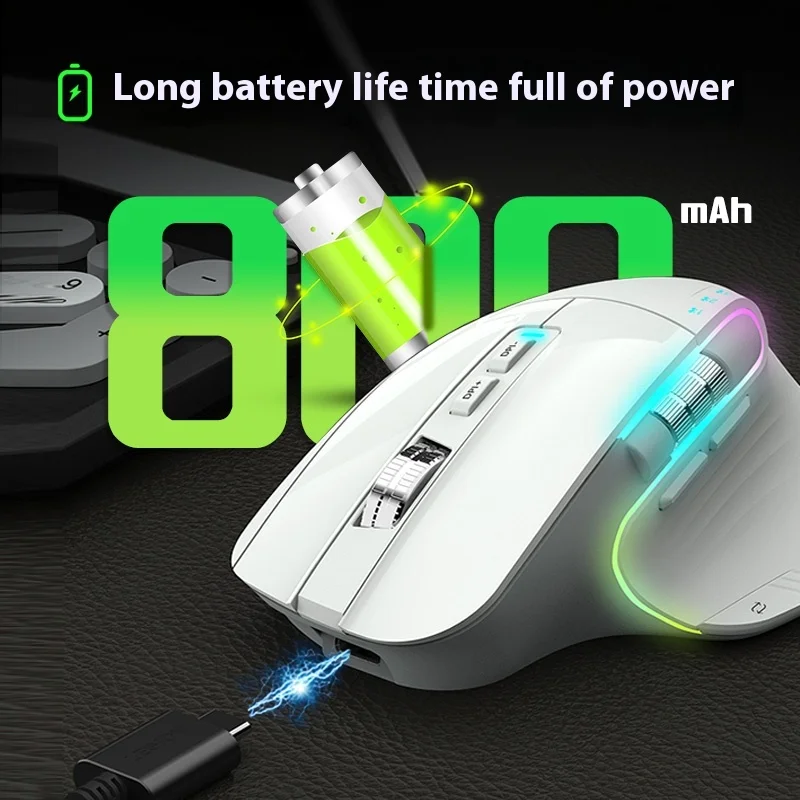 Cimetech TM-015 Mouse 3Mode Bluetooth Wireless Mouse Lightweight RGB Backlight Game Office Mice Custom PC Gamer Accessories Gift