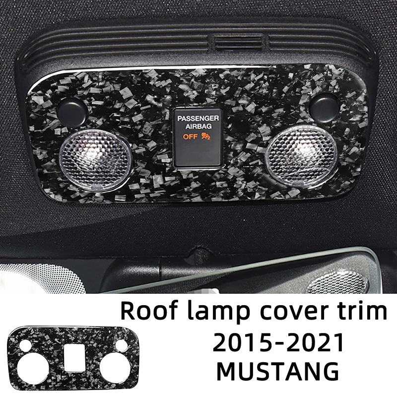 

Roof Lamp Cover Trim Patch Reading Light Decoration Forged Textured Carbon Fiber Car Stickers For Ford Mustang 2015-2021