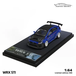 AuroraModel 1:64 Subaru WRX STI Metal Blue - Normal edition alloy car model