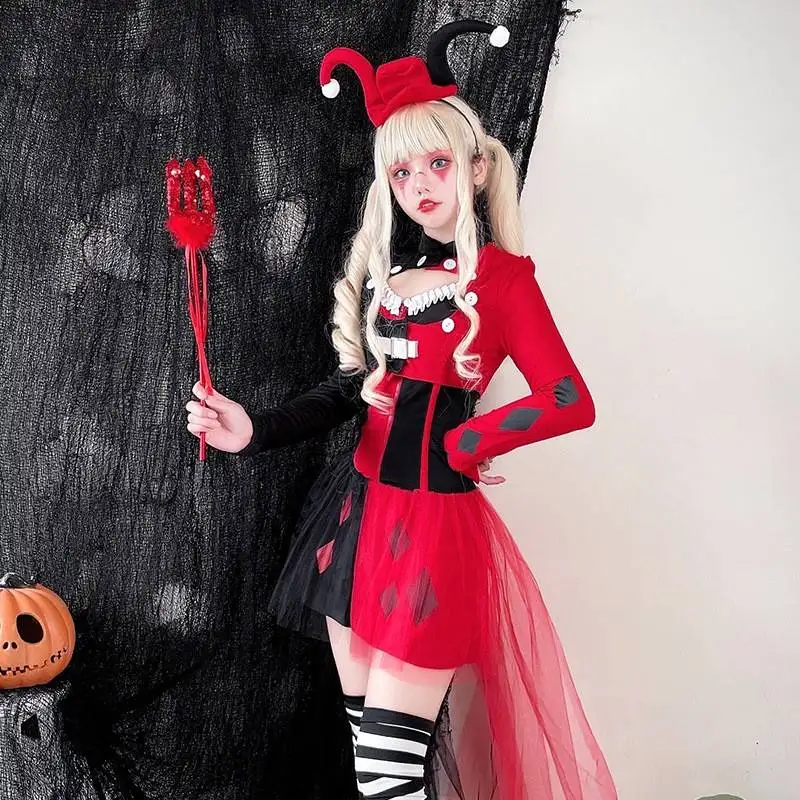 大人用コスプレピエロスーツ ハロウィン ピエロ パフォーマンスコスチューム パンク ハリー ソウルレス サーカス衣装 レディース 伝統的な中国衣装