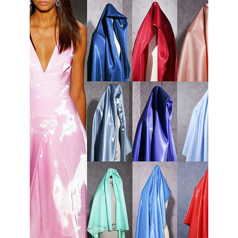 Luxury Glossy Metallic Liquid Satin Galaxy Shiny Satin Fabric for Fashion Dress Suit Designer Material By the Meter New