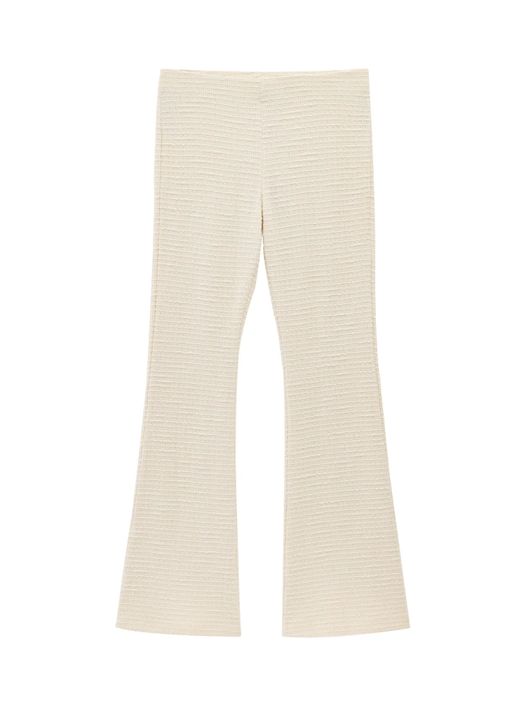 

OUROPEAN ZTATION 2025 Spring Woman Elegant Knit Long Pants Bottoms Casual Autumn Women Clothing High Waist Ruffles Regular Fit