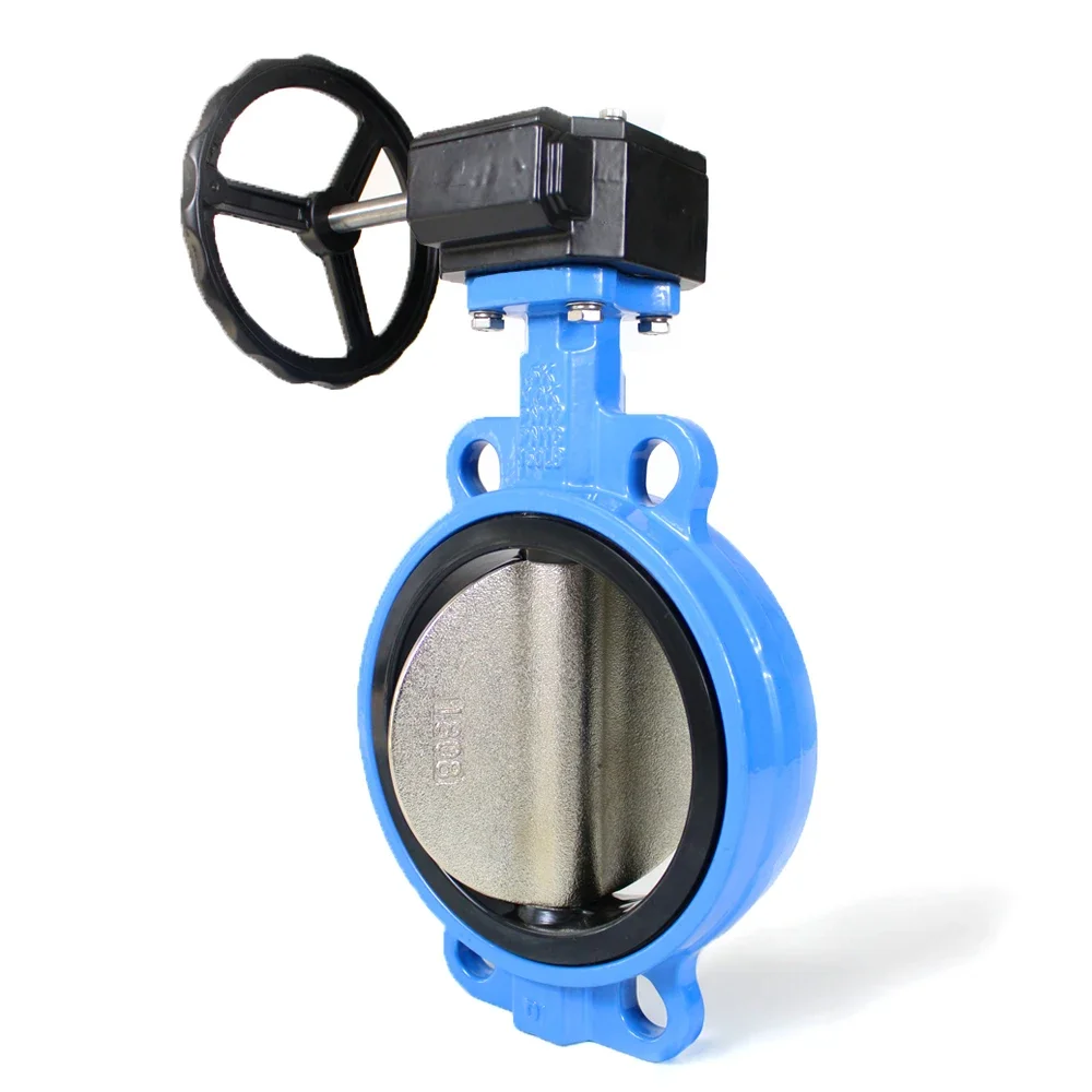 Body NBR Seated CF8 Resilient Ductile Iron DN150 6 Inch Water Oil Gas Wafer Connection Manual Butterfly Valve