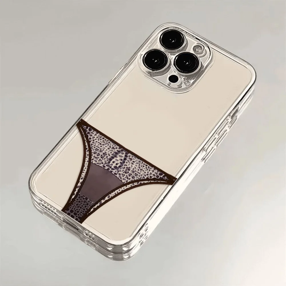 Leopard print Briefs Bikini Phone Case For iPhone 16 15 14 13 12 11 Pro Max Mini X XS SE 7 Plus 16E Shockproof Transparent Cover - Image 3