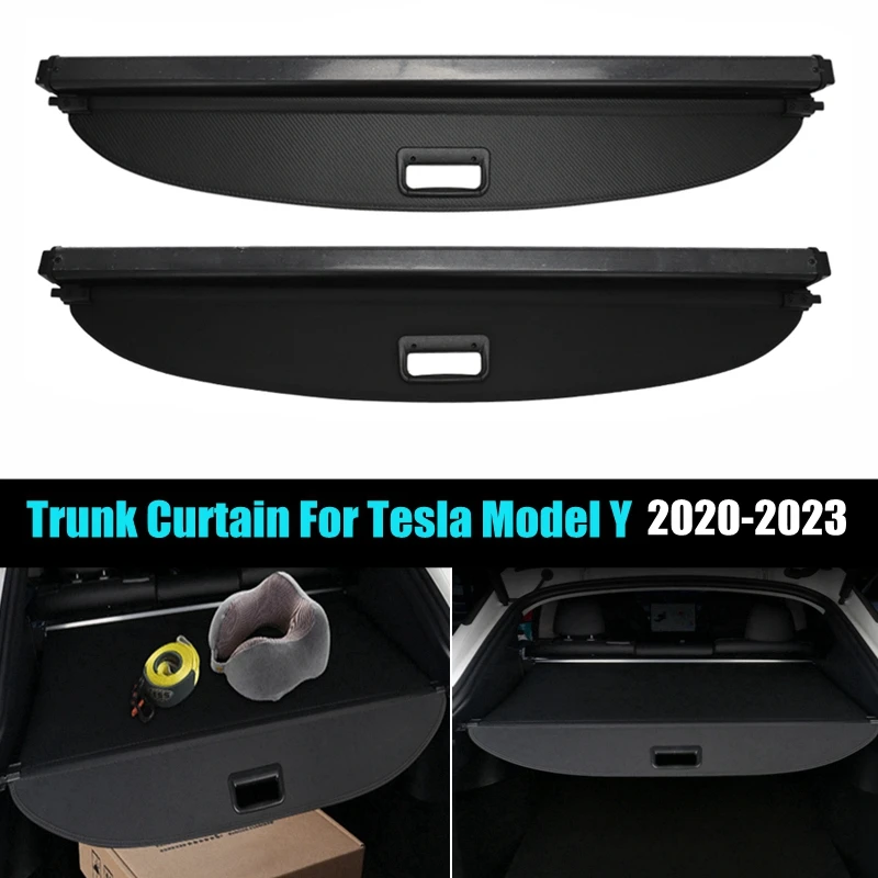 Car Trunk Cargo Cover for Tesla Model Y Accesories 2020-2023 2022 Curtain Rear Boot Tray Shield Organizer Partition Privacy Mats