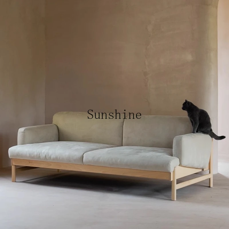 

Anti-cat scratch technology cloth cream color simple fabric sofa multi-person