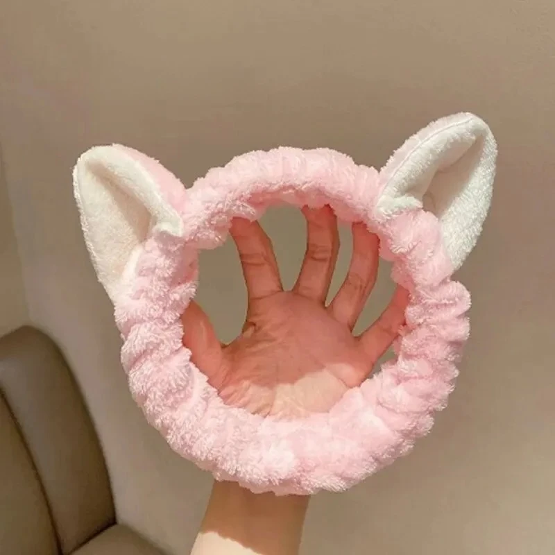 Hairband Cat Coral Plush Headband Cute Soft Hair Bow Headband Hairband Wash Face Makeup Headband Bandage Girl Accessories