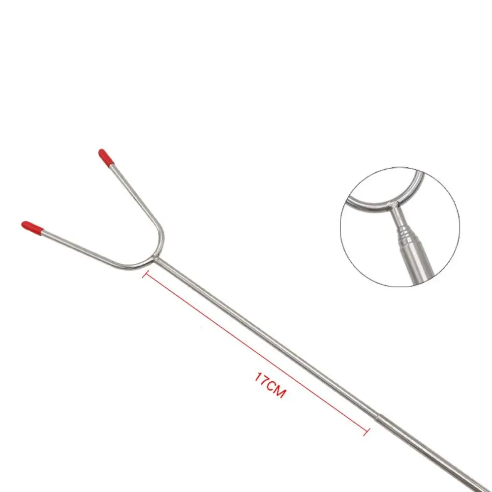 شوكة شواء تلسكوبية أعواد تحميص من المارشميلو من الفولاذ المقاوم للصدأ قابلة للتمديد أسياخ هوت دوج أدوات الشواء #4