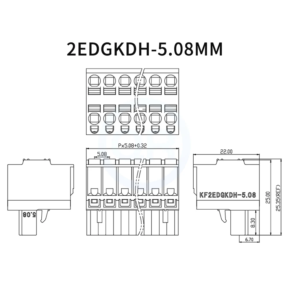 (5 pcs) KF 2EDGKDH 5.08MM Spring loaded 2 in 1 out double row plug in terminal block Double wiring plug 2~24P 15EDGKDH 5.08