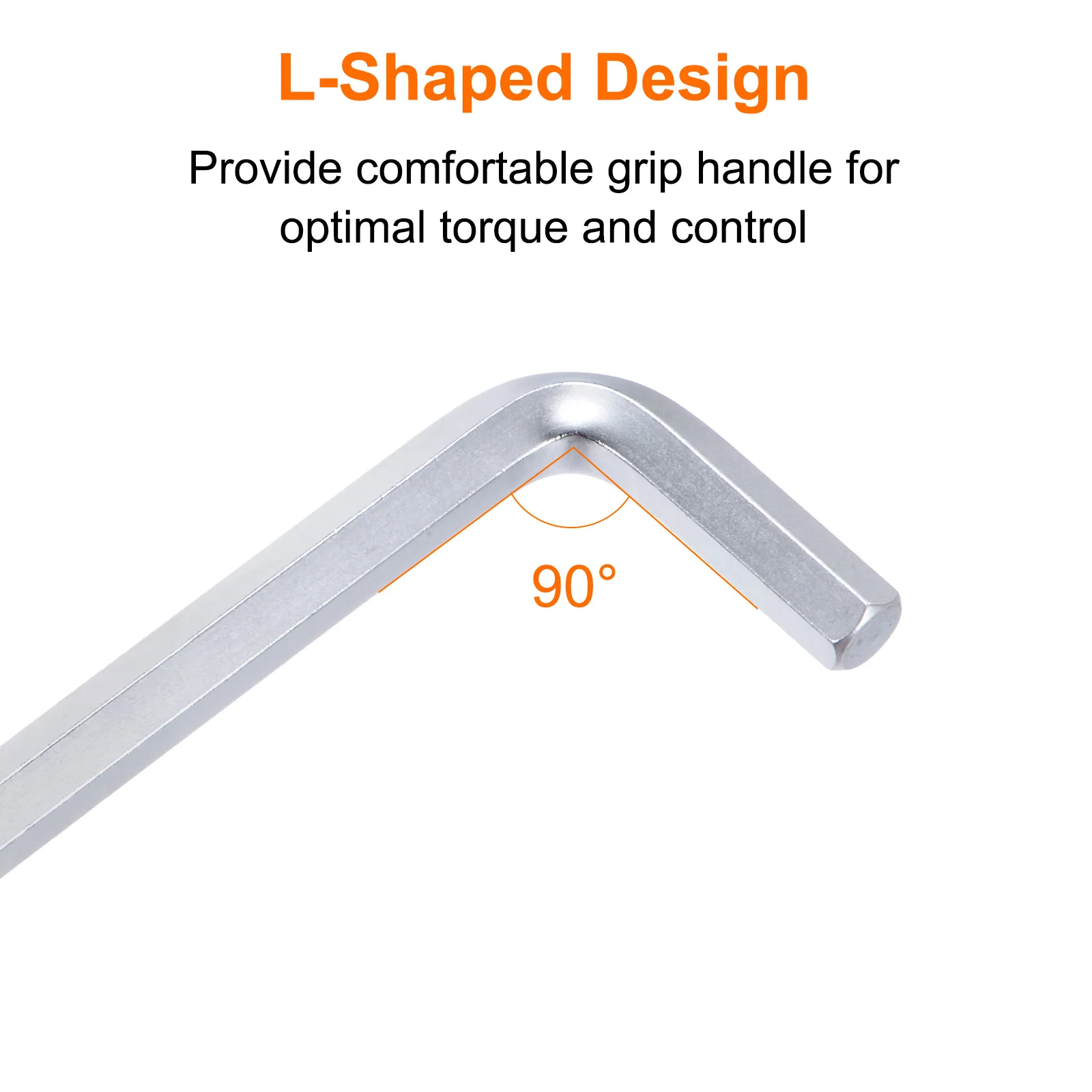 Chave sextavada com extremidade esférica em forma de L, chaves métricas de braço extra longo