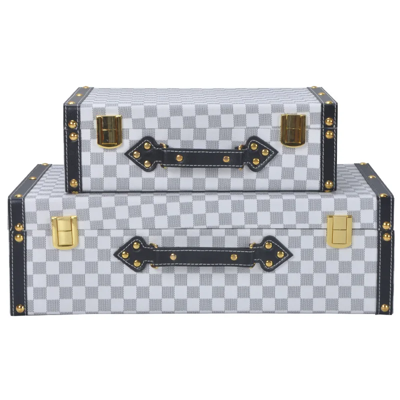 

Cloakroom exhibition hall, decorative ornaments, modern light luxury leather portable, storage box, travel case