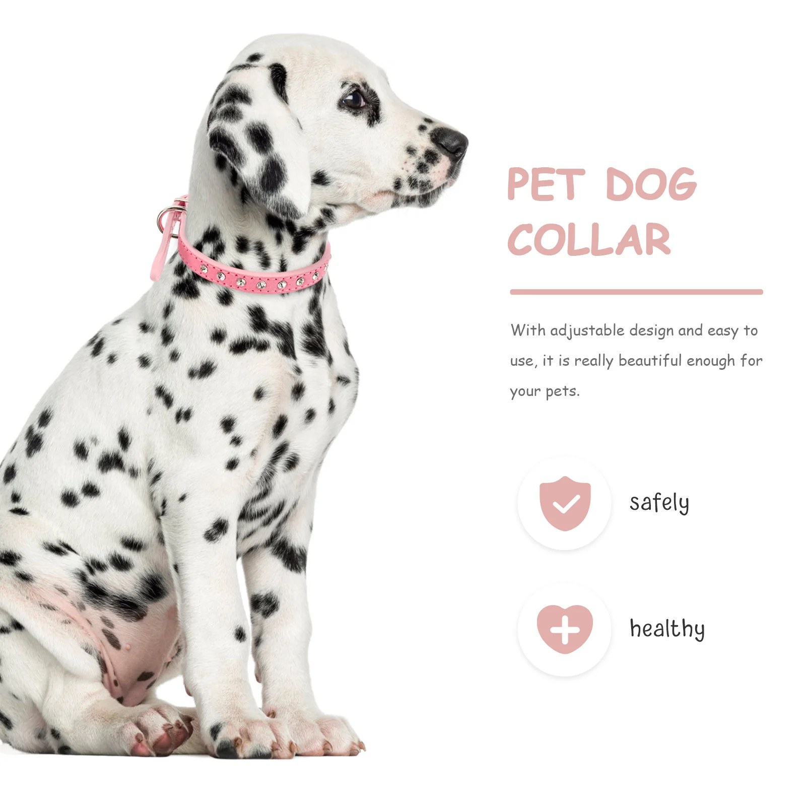 

Sparkling Crystal Rhinestones Adjustable Pet Dog Cat Puppy Collar Pu Alloy Buckle D Ring Pink Size S 1.5X37Cm Pet